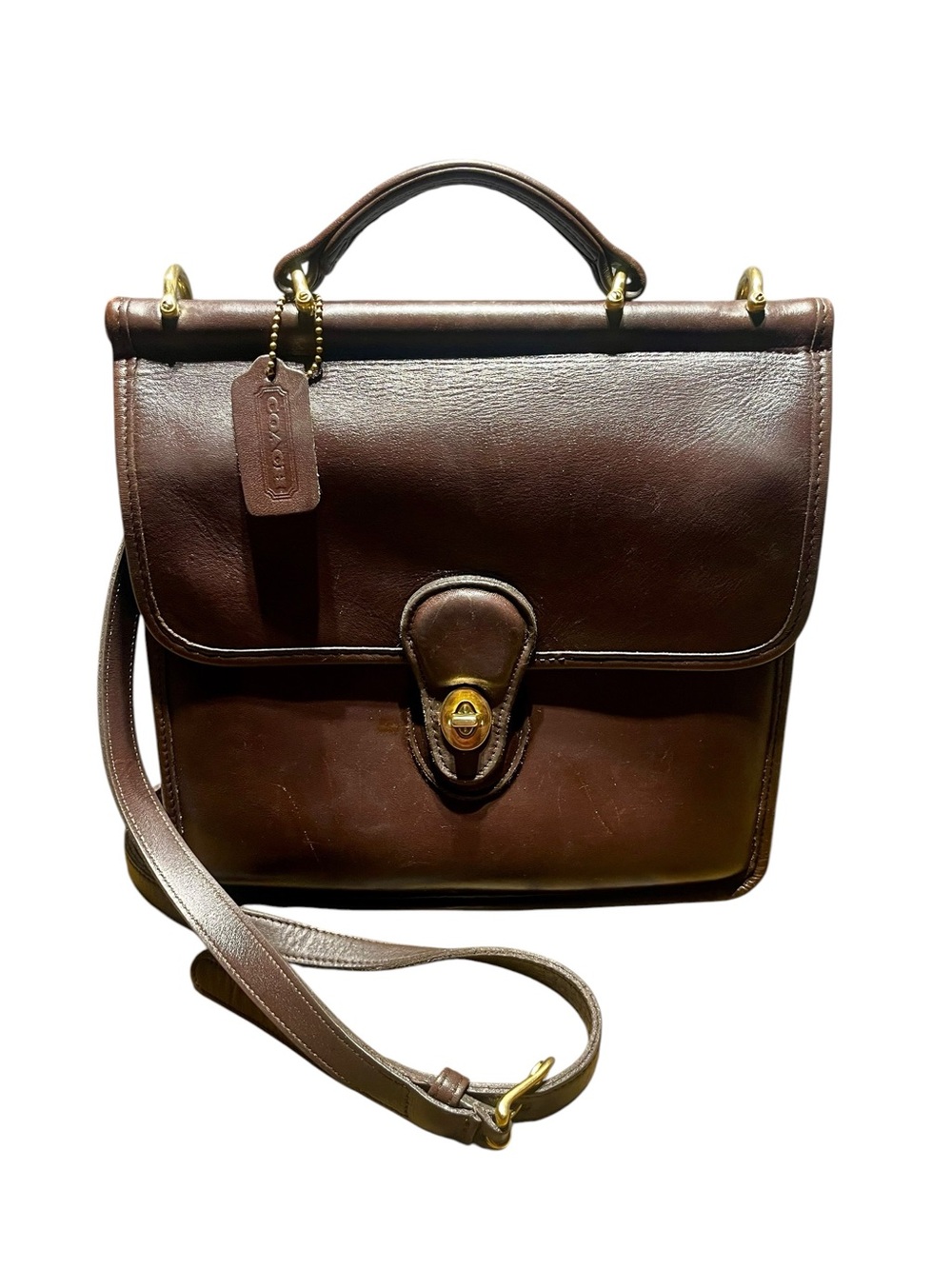 Vintage Coach Willis 9927 Mahogany Leather Crossbody Satchel Bag